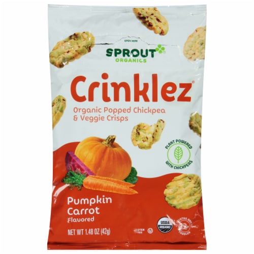 Sprout Organic Crinklez® Popped Veggies Snack Pumpkin Carrot Baby Food Perspective: front