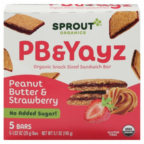 Sprout Organics PB & Yayz Peanut Butter & Strawberry Bars Perspective: front