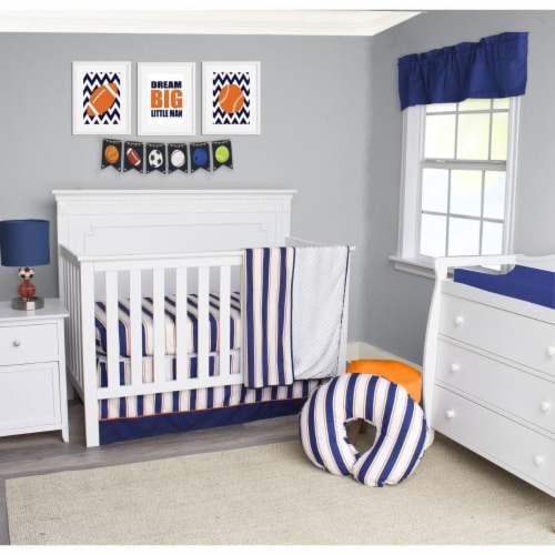 Navy blue and white crib best sale bedding