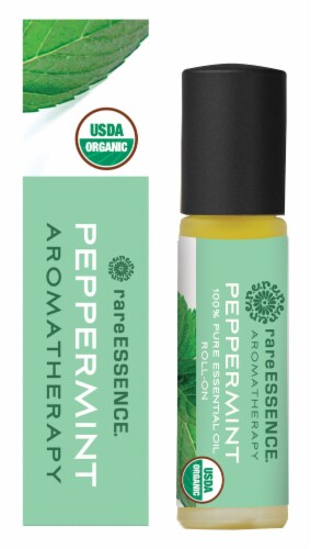 Rare Essence Aromatherapy Peppermint Organic Essential Oil Roll-On Perspective: front