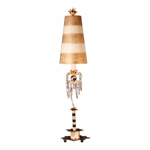 Lucas McKearn Birdland 1-light Crystal Table Lamp in Black/Gold Stripes Perspective: front