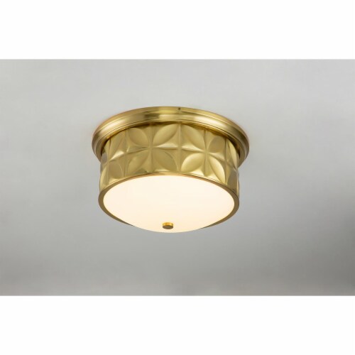 Lucas Plus McKearn FM1300AGB-17 Epsilon Flush Mount, Aged Brass Perspective: front