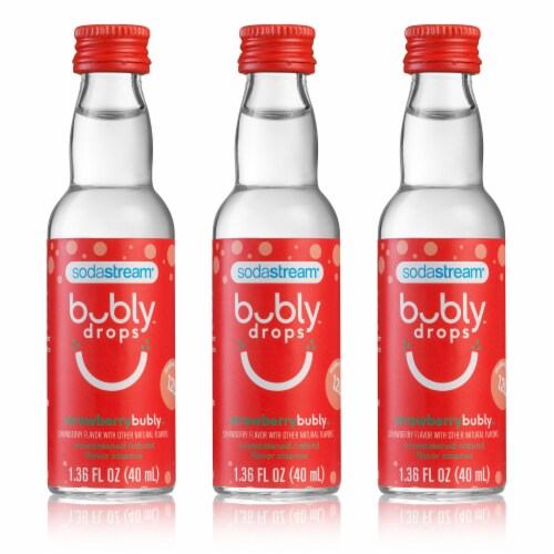 SodaStream bubly drops Strawberry Unsweetened Natural Flavor Essence Perspective: front