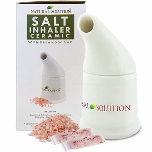 Natural Solution Neti Pot, Ceramic Salt Inhaler, Respiratory Therapy for Asthma and Allergies Perspective: front