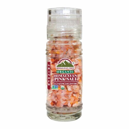 Himalayan Chef ORG-GR-5105 3.53 oz Chipotle Pink Salt Glass Grinder Perspective: front