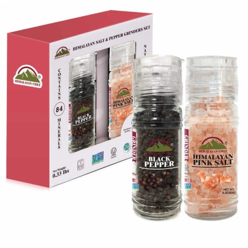 Himalayan Chef Himalayan Pink Salt & Black Pepper, Refillable Small Glass  Grinder, Set of 2, 2 Count - Fry's Food Stores