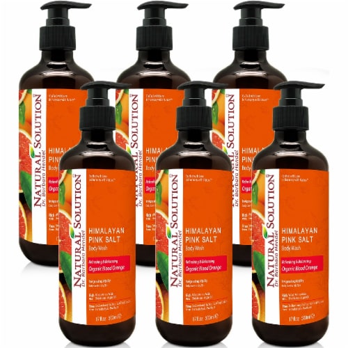 Natural Solution Body Wash, Purifying Pink Salt, Best for All Skin Types, Blood Orange–Pack 6 Perspective: front