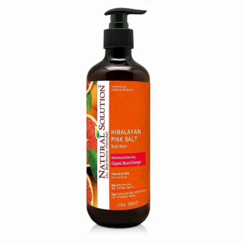 Natural Solution Body Wash, Nutrients with Himalayan Pink Salt for Skin, Blood Orange - 17 Oz Perspective: front