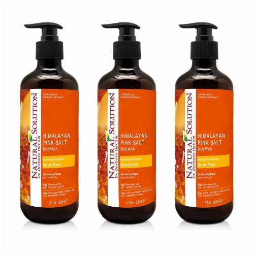 Natural Solution Body Wash, Nutrition & Protection, Honey & Himalayan Pink Salt - Pack of 3 Perspective: front