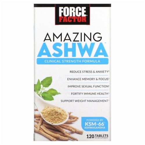 Force Factor® Ashwa Tablets Dietary Supplement Tablets Perspective: front
