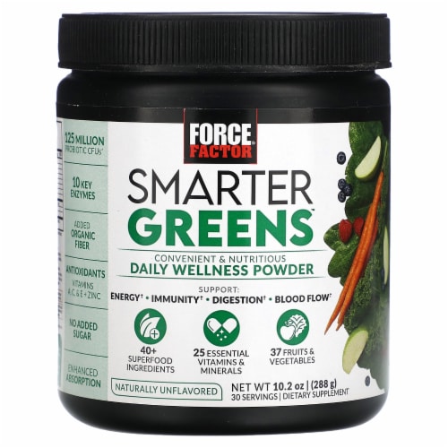 Force Factor® Smarter Greens™ Naturally Unflavored Daily Wellness Powder Perspective: front