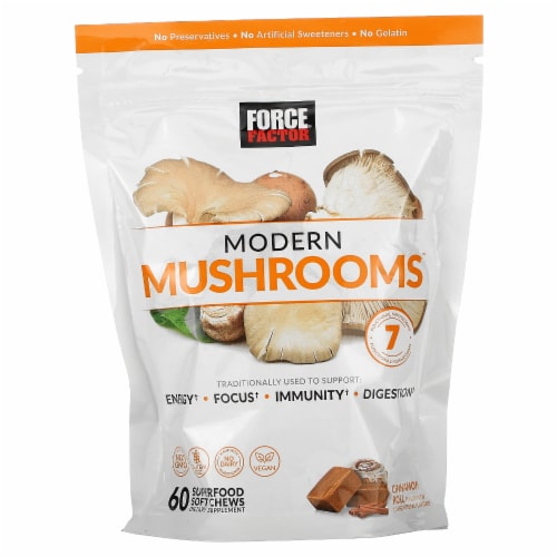 Force Factor Modern Mushrooms Cinnamon Roll - 60 Soft Chews Perspective: front