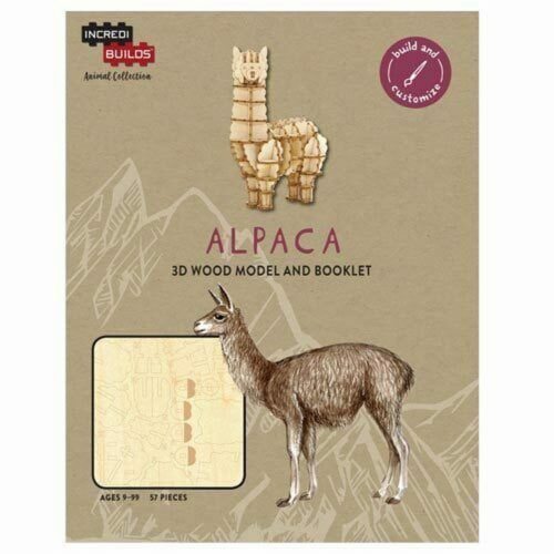 IncrediBuilds Animal Collection Alpaca 3D Wood Model Perspective: front