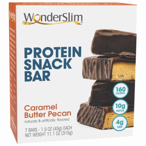 WonderSlim Protein Snack Bar, Caramel Butter Pecan (7ct) Perspective: front