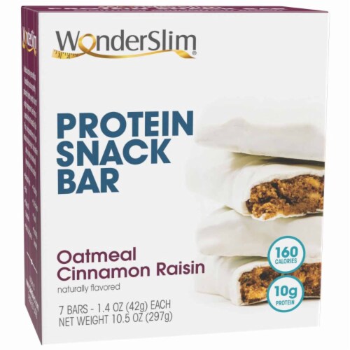 WonderSlim Protein Snack Bar, Oatmeal Cinnamon Raisin (7ct) Perspective: front