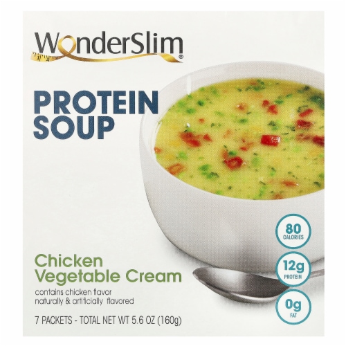 WonderSlim Protein Soup, Chicken & Vegetable Cream (7ct) Perspective: front