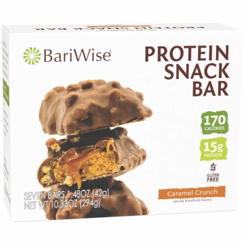 BariWise Protein Snack Bar, Caramel Crunch (7ct) Perspective: front