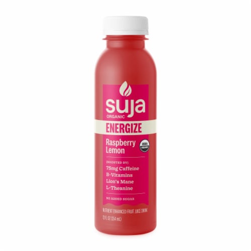 Suja Organic Energize Raspberry Lemon Cold Pressed Juice Drink Perspective: front