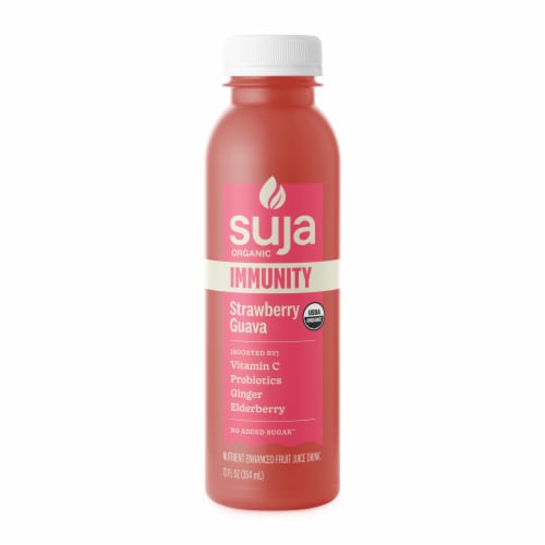 Suja Organic Immunity Strawberry Guava Cold Pressed Juice Drink Perspective: front