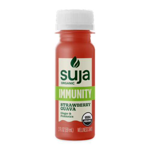 Suja Strawberry Guava With Ginger & Probiotics Organic Immunity Shot Perspective: front