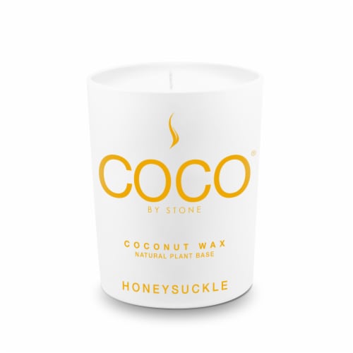 COCO® by Stone Coconut Wax Honeysuckle Scented Jar Candle Perspective: front