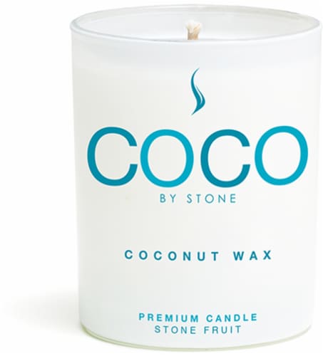 COCO by Stone Coconut Wax Stone Fruit Scented Jar Candle Perspective: front