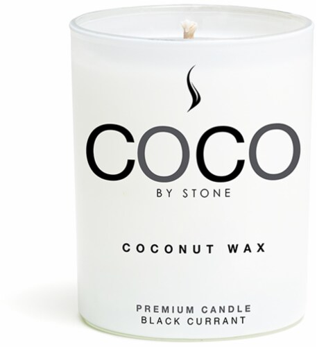 COCO by Stone Coconut Wax Black Currant Scented Jar Candle Perspective: front