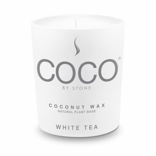 COCO by Stone White Tea Coconut Wax Jar Candle - White Perspective: front