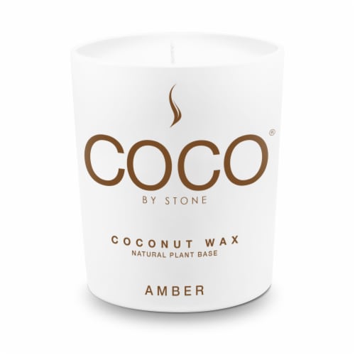 COCO by Stone Amber Coconut Wax Candle - White Perspective: front