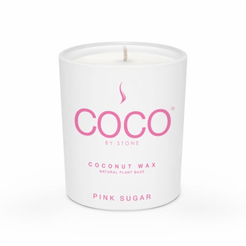 COCO by Stone Pink Sugar Coconut Wax Jar Candle - White Perspective: front