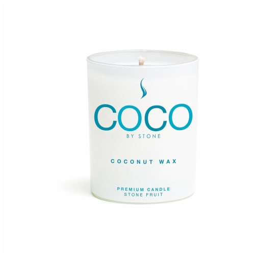 COCO by Stone Stone Fruit Coconut Wax Premium Jar Candle - White Perspective: front