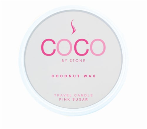 COCO by Stone Pink Sugar Coconut Wax Candle Travel Tin - Pink Perspective: front