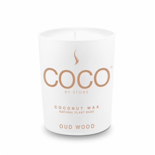 Stone Candles Oud Wood Coconut Candle Perspective: front