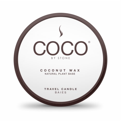 COCO® by Stone Coconut Wax Travel Tin Candle - Baies Perspective: front