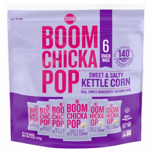 Angie's Boomchickapop Sweet & Salty Kettle Corn Popcorn Perspective: front