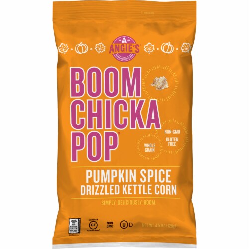 Angie's BOOMCHICKAPOP Pumpkin Spice Kettle Corn Popcorn Perspective: front