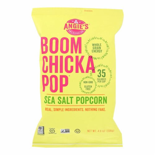 Angie's Kettle Corn Boom Chicka Pop Sea Salt Popcorn - Case of 12 - 4.8 oz. Perspective: front