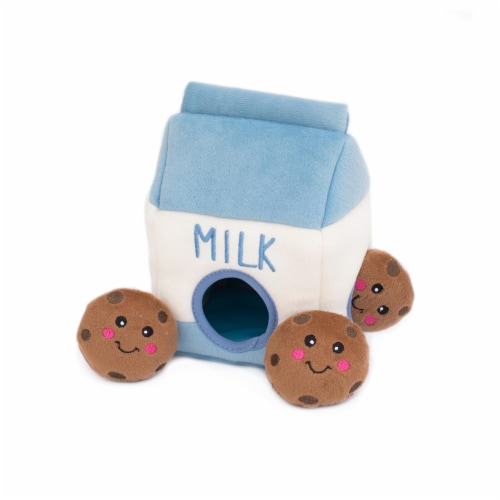 Zippy Paws Milk & Cookie Burrow Dog Toy Perspective: front