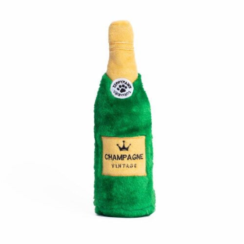 Zippy Paws Happy Hour Crush Champagne Dog Toy Perspective: front