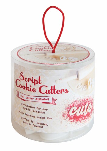 Talisman Designs Script Alphabet Cookie Cutters, Set of 26, White Perspective: front