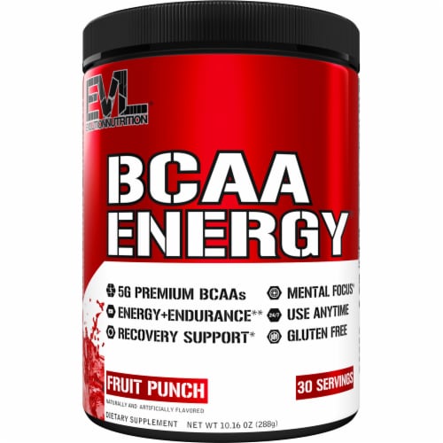 Evlution Nutrition® BCAA Energy® Fruit Punch Flavor Dietary Supplement Powder Perspective: front