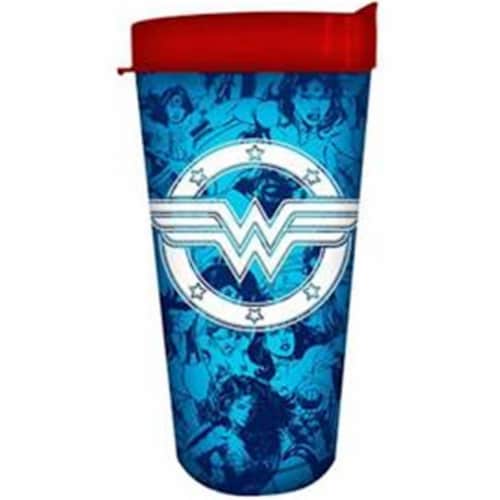Silver Buffalo 16 oz Wonder Woman Multi Panels Logo Stars Domestic Tumbler Perspective: front