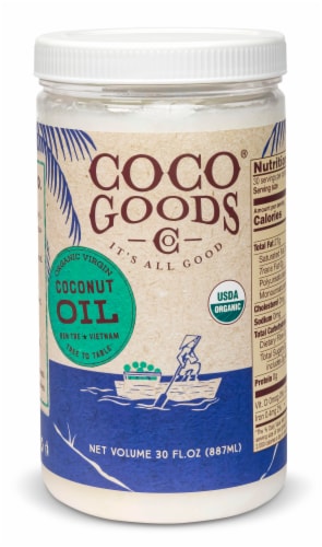Organic Extra Virgin Coconut Oil, Cold-Pressed, 30 fl. oz. Perspective: front