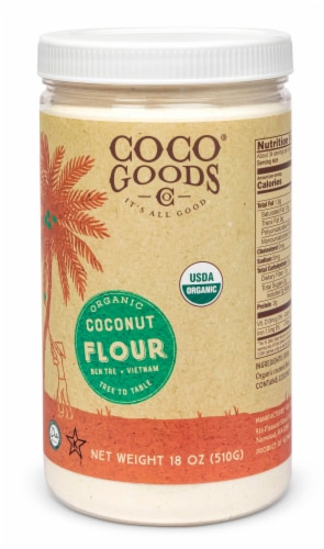 Organic Coconut Flour 18 oz  PET Jar Perspective: front