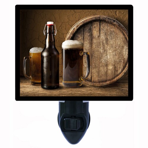 Kitchen Decorative Photo Night Light. Beer And Keg. Free Extra Picture For Lights. Perspective: front