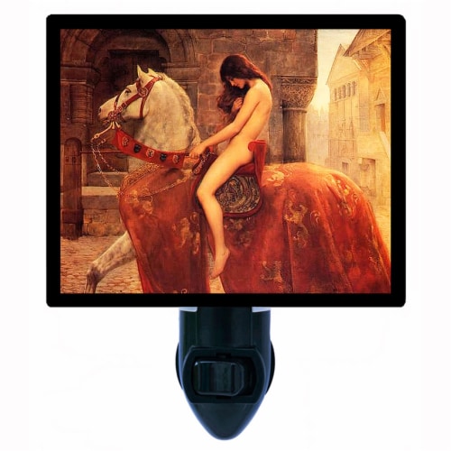 Old Masters Decorative Photo Night Light. Lady Godiva. Free Extra Picture For Lights. Perspective: front