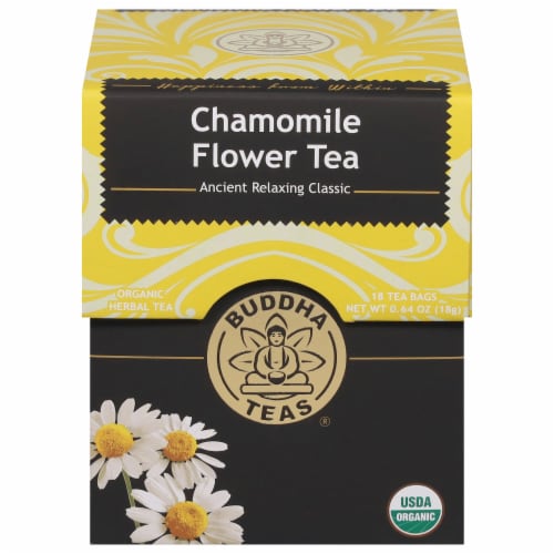 Buddha Teas Organic Chamomile Flower Tea Perspective: front