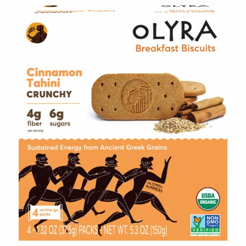 Olyra Organic Breakfast Biscuits Cinnamon Tahini Perspective: front