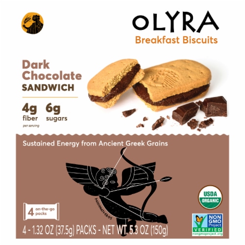 Olyra Organic Dark Chocolate Sandwich Breakfast Biscuits Perspective: front
