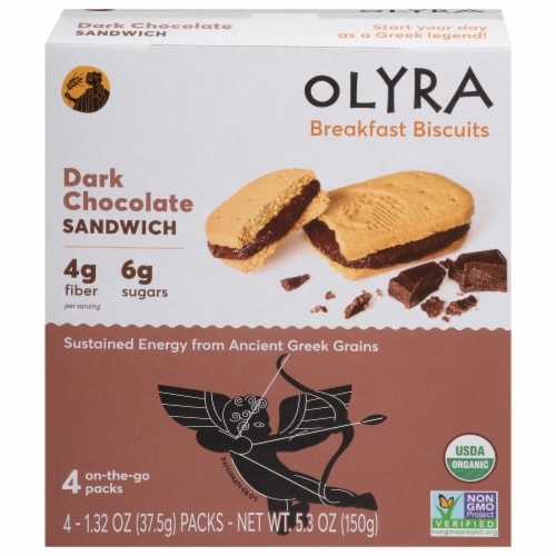 Olyra Organic Dark Chocolate Sandwich Breakfast Biscuits Perspective: front